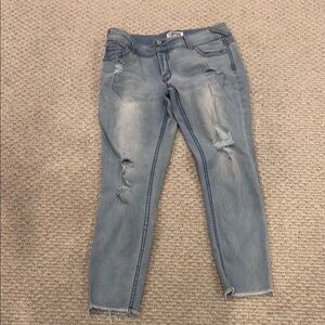 Almost Famous Light Blue Distressed Cropped Jeans